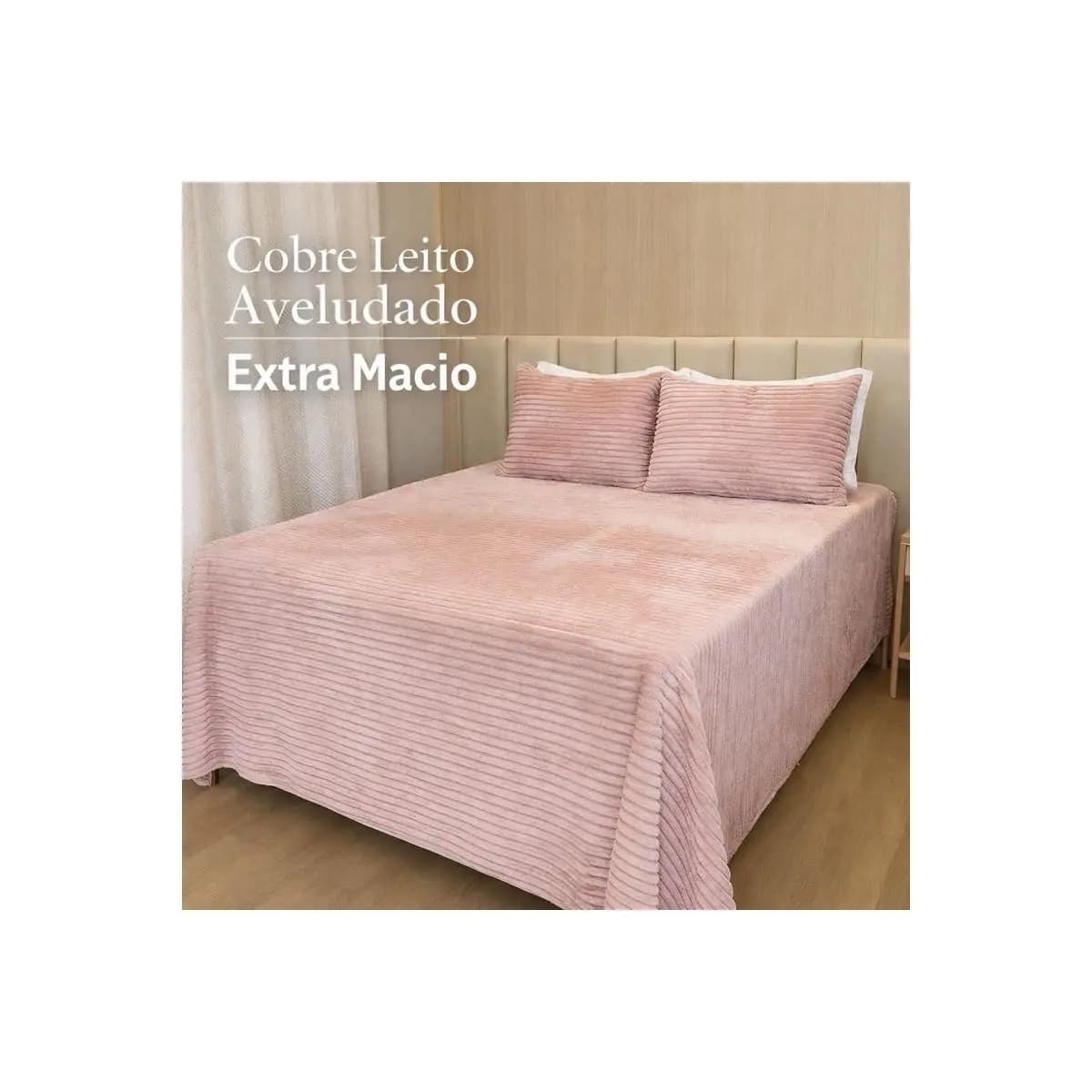 kit Manta Cobre Leito Canelado Aveludado Extra Macio Tipo Cobertor 2,50 x 2,20 M