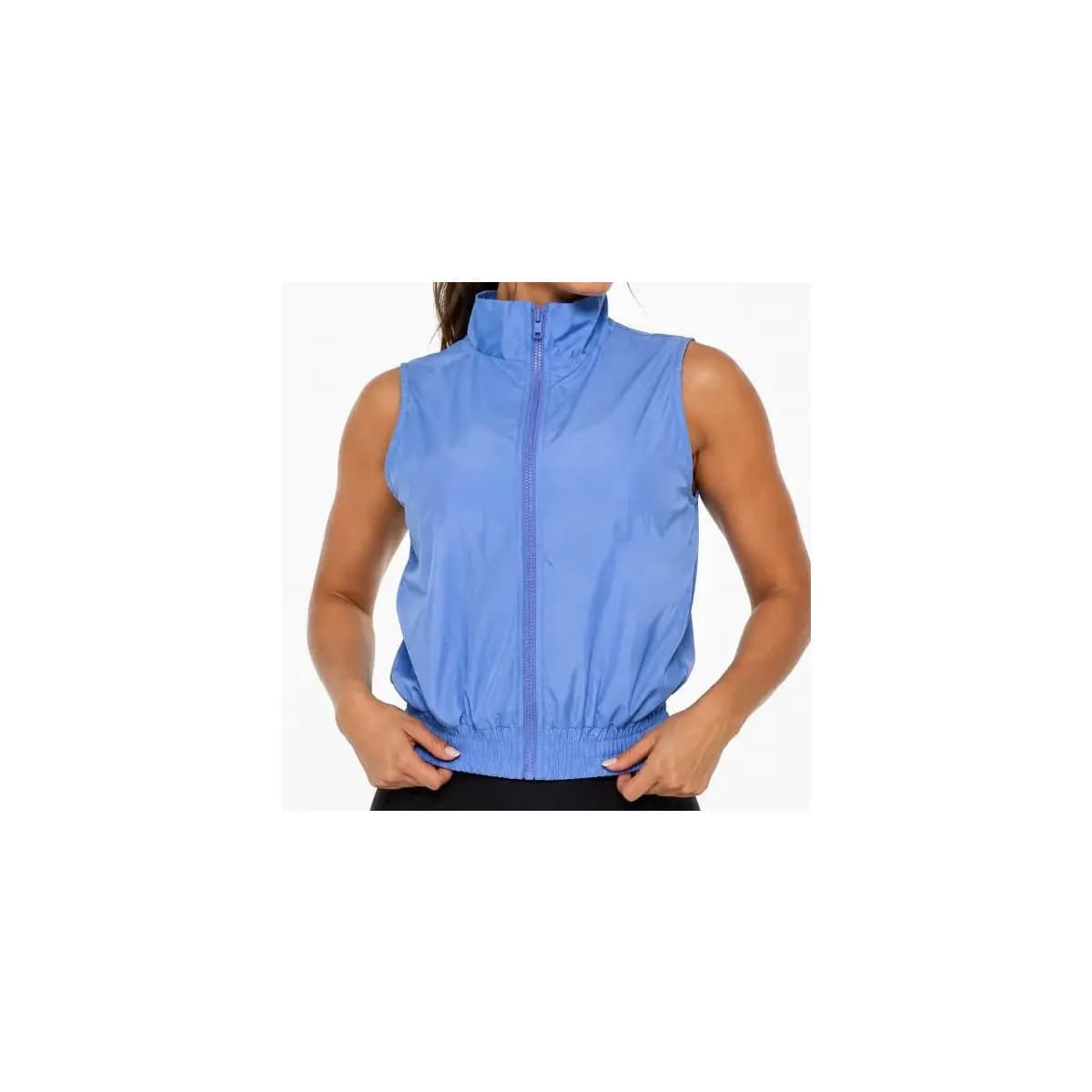 Colete Feminino Corta Vento Sem Manga com Zíper Esportiva Casual