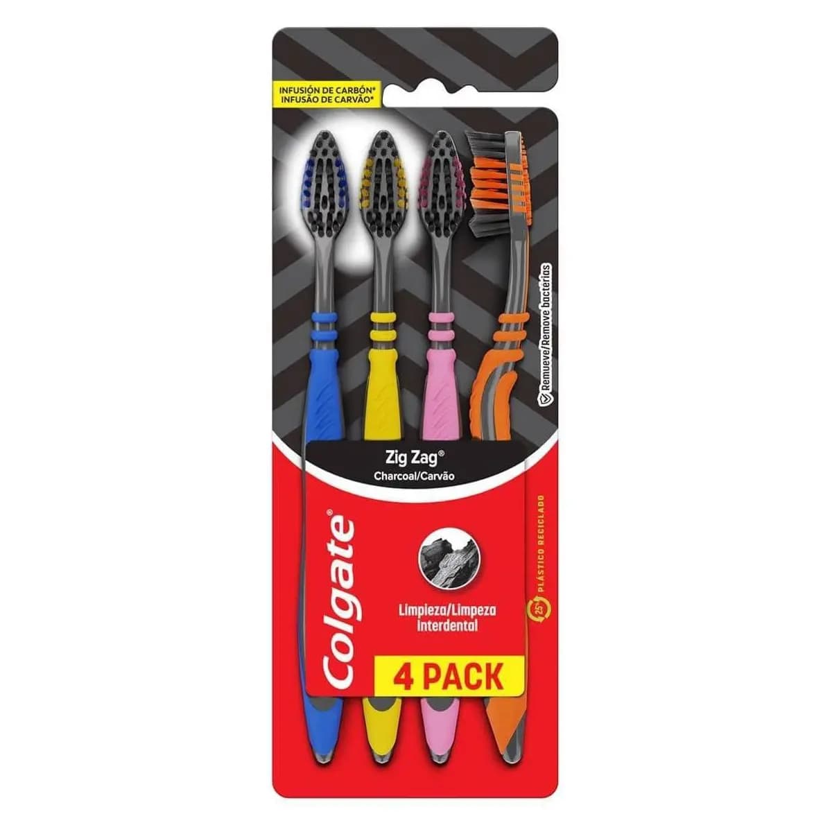 Escova de Dente Colgate ZigZag Carvão 4 unid