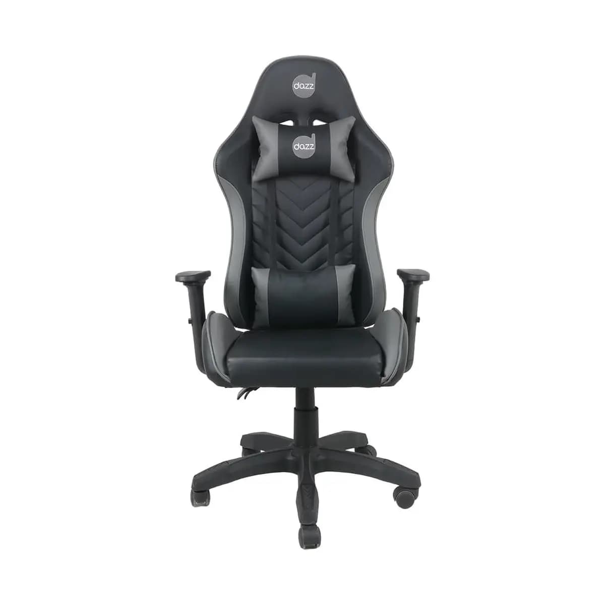 Cadeira Gamer Elite Pro Dazz – Reclinável 130°, Couro PU, Pistão Classe 4, Suporta 140 kg, Braços 1D, Almofadas Lombar e Pescoço, Base Nylon 50 mm – Preto e Cinza