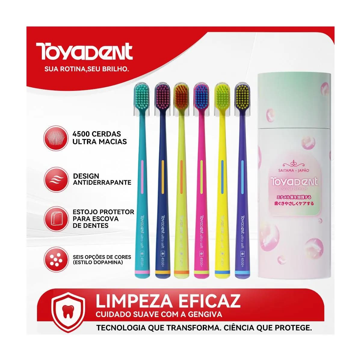 TOYADENT Escova de Dente Ultra Macia + 4500 Cerdas Micro-nanométricas,Viagem/Uso doméstico