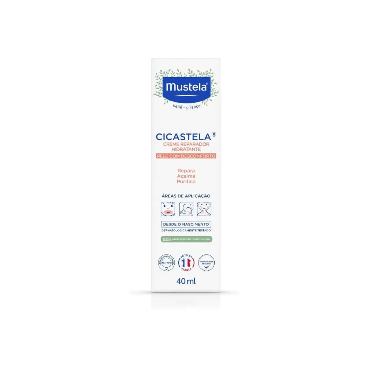 Mustela Cicastela Creme Reparador Hidratante 40Ml - Hidrata Repara Acalma E Purifica A Pele - Multiuso Para Os Pequenos Dodóis Dos Bebês E Crianças Feito Com 91% De Ingredientes De Origem Natural