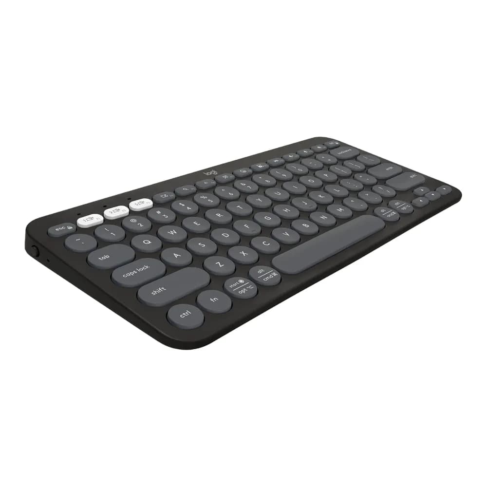 Teclado sem fio Logitech Pebble Keys 2 K380s com Conexão Bluetooth Easy-Switch e Pilha Inclusa - Compatível com PC, Mac, Chrome OS, Android, iOS e Apple TV, Layout US - Grafite