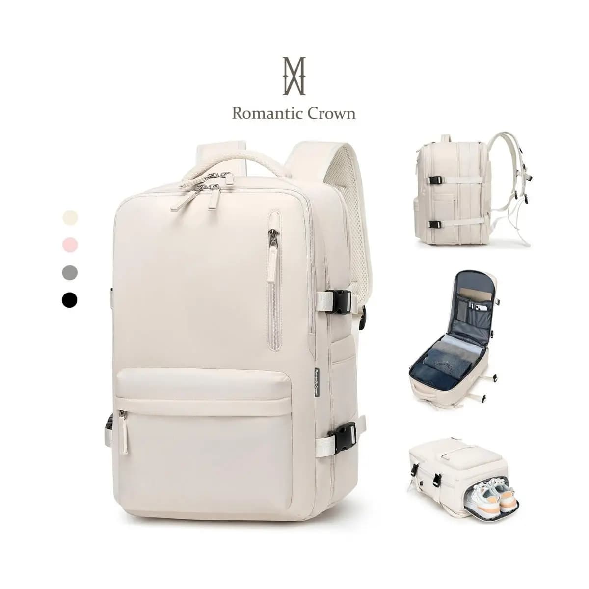 ROMANTIC CROWN Mochila Viagem Feminina Masculina Multifuncional Reforçada Impermeável Expansível, Notebook Antifurto USB