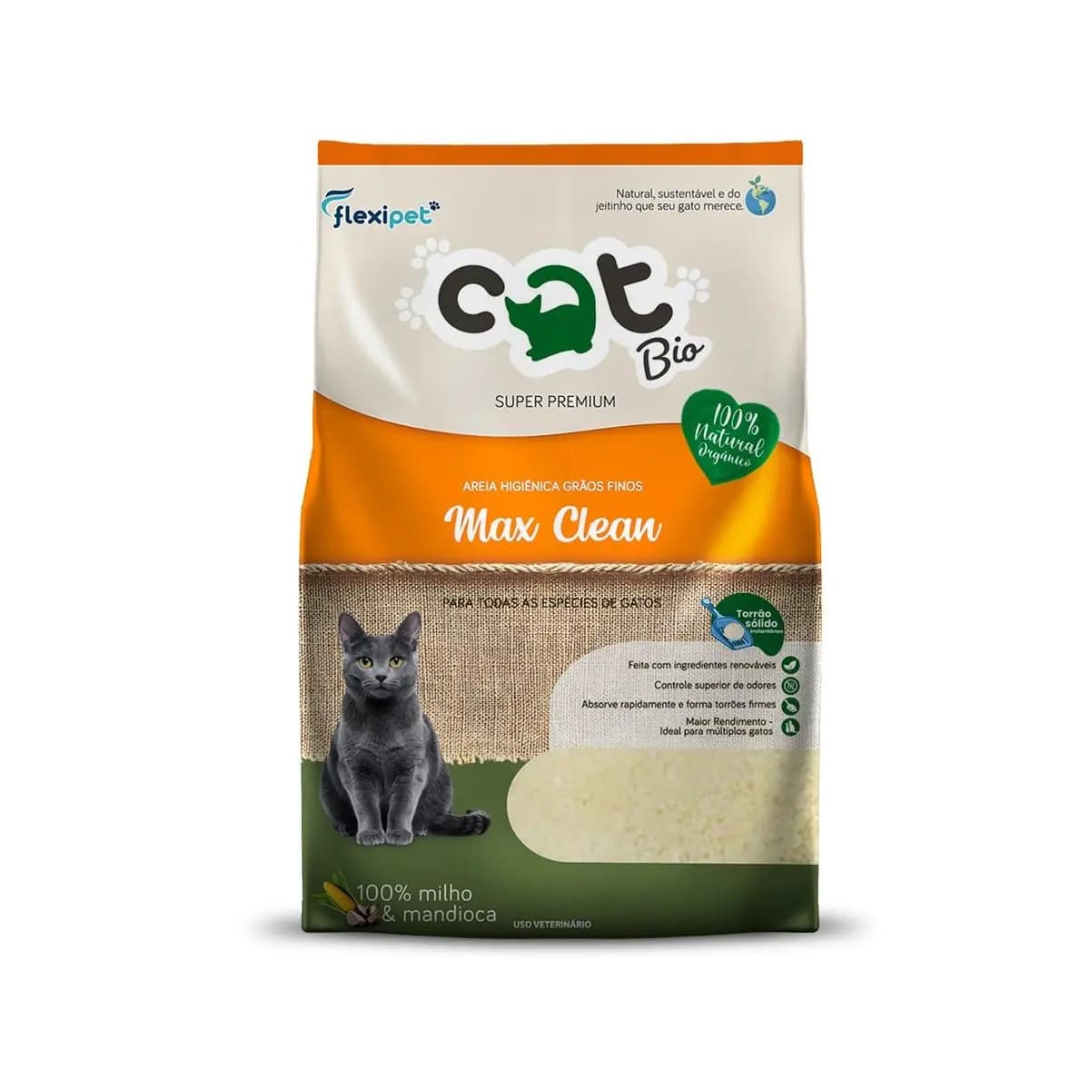 Areia Catbio Biodegradável 4 Kg - Max Clean - Grãos Finos