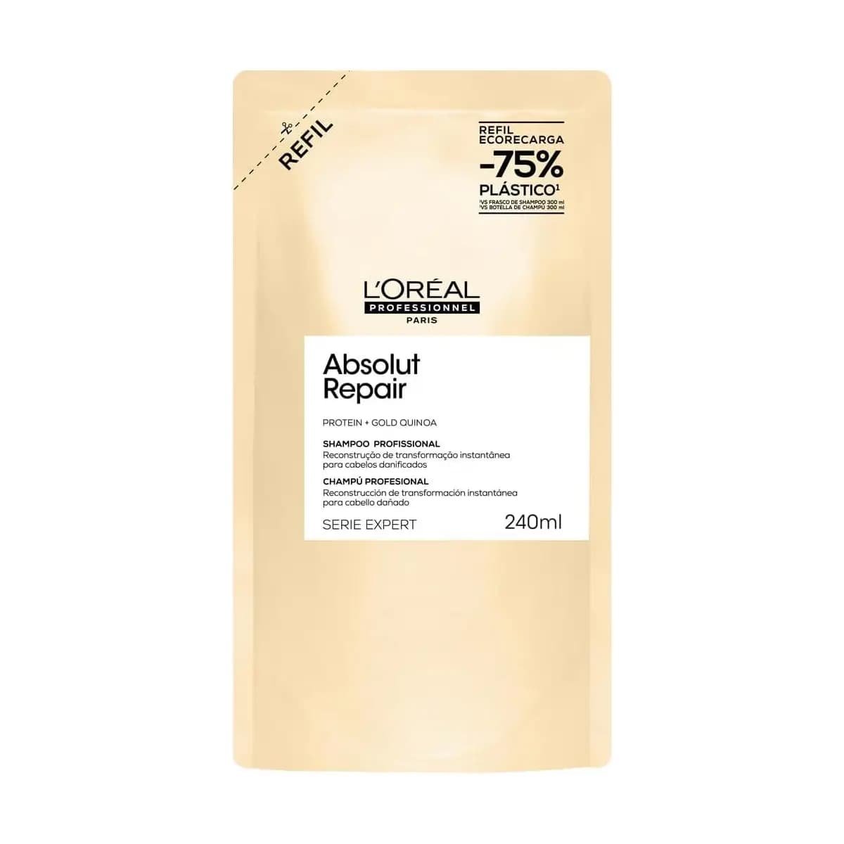 L’Oréal Professionnel | Absolut Repair Shampoo Refil | Com Proteína e Quinoa Dourada para cabelos danificados e secos | SERIE EXPERT