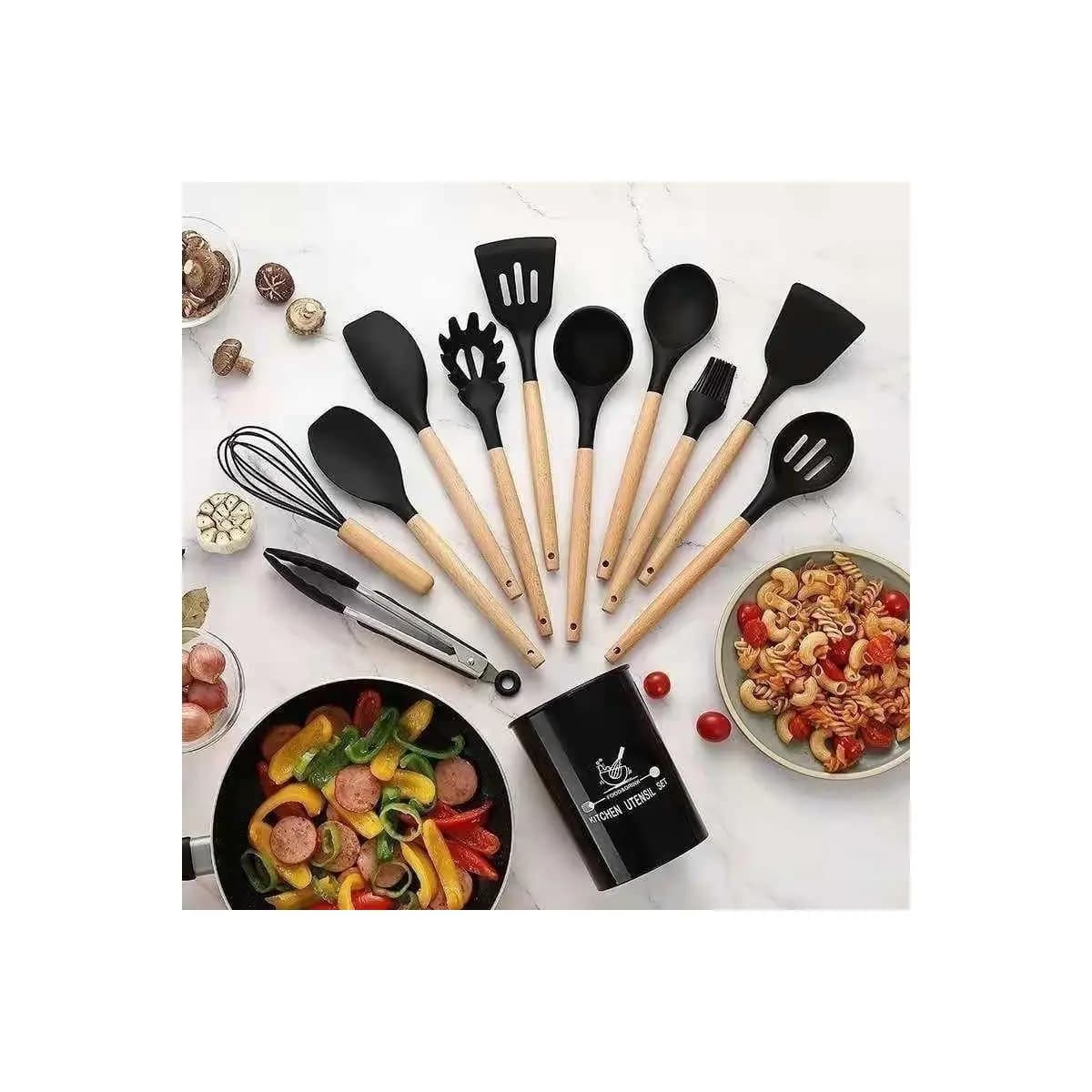 Jogo Completo de Utensílios de Cozinha de Silicone Itens Essenciais para sua Casa KITC/12