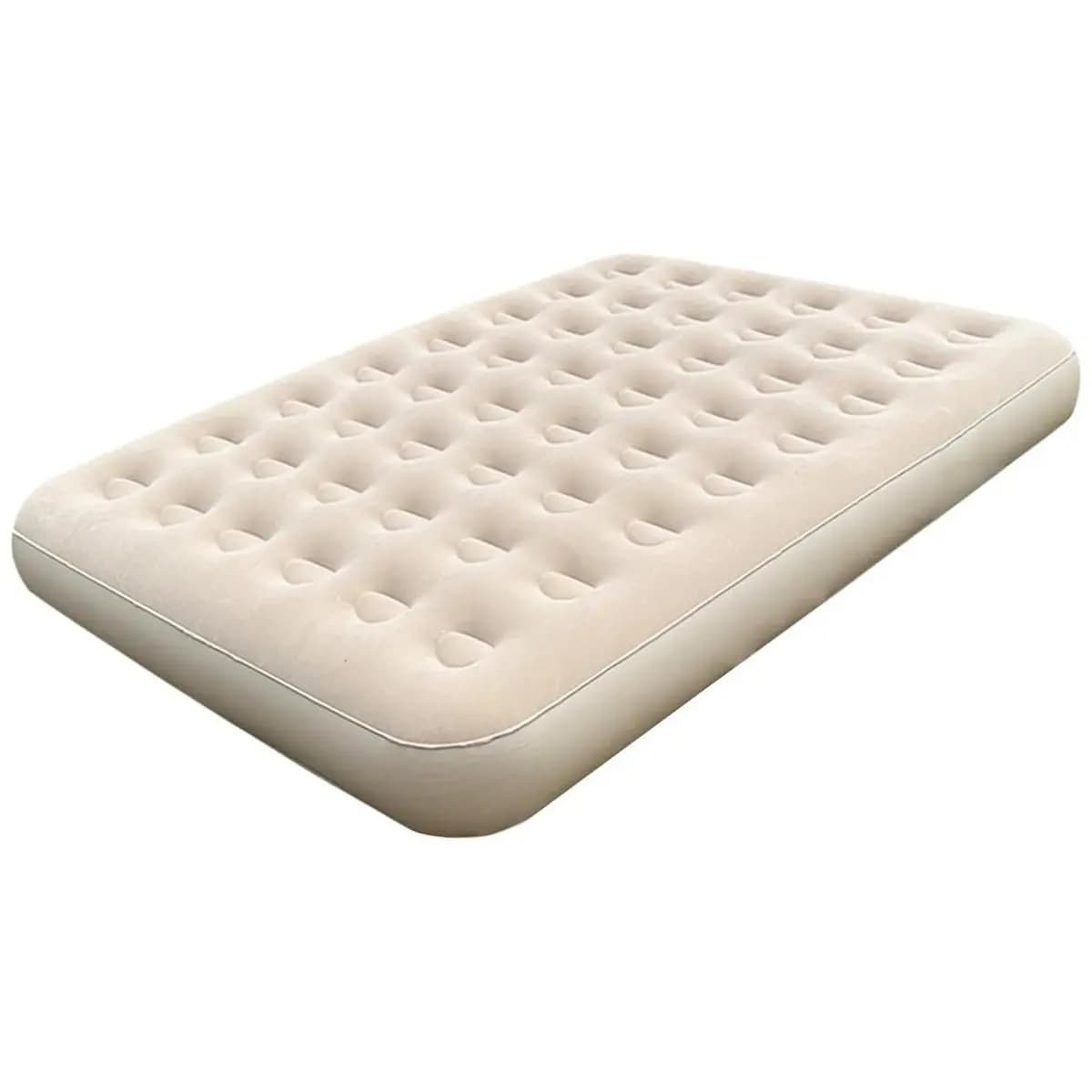 Colchão Inflável Casal - Colchão de Ar para Camping, Casa e Visitas - 186x150x22cm - Estrutura Honeycomb Reforçada (Bege)
