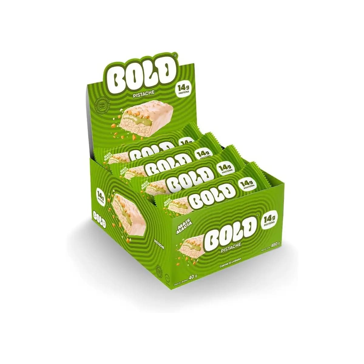 Barra de proteina Bold Pistache 40G -Display com 12 unidades