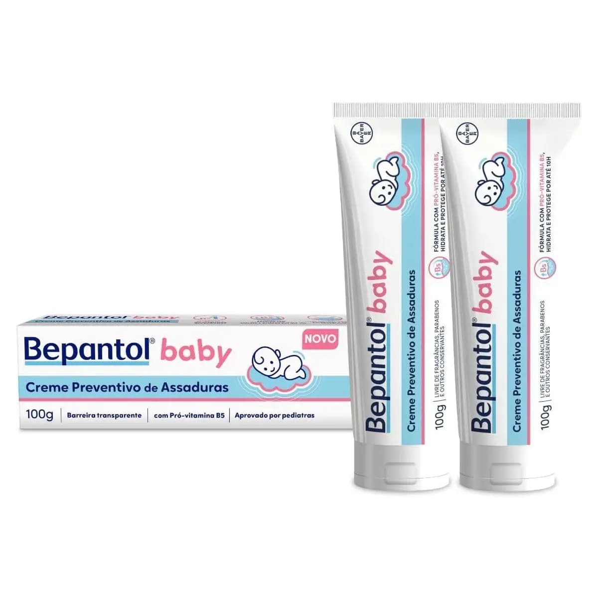 Kit 2 Cremes Pomadas de Assaduras Vit B5 com 100g cada, Total 200g - Bepantol Baby