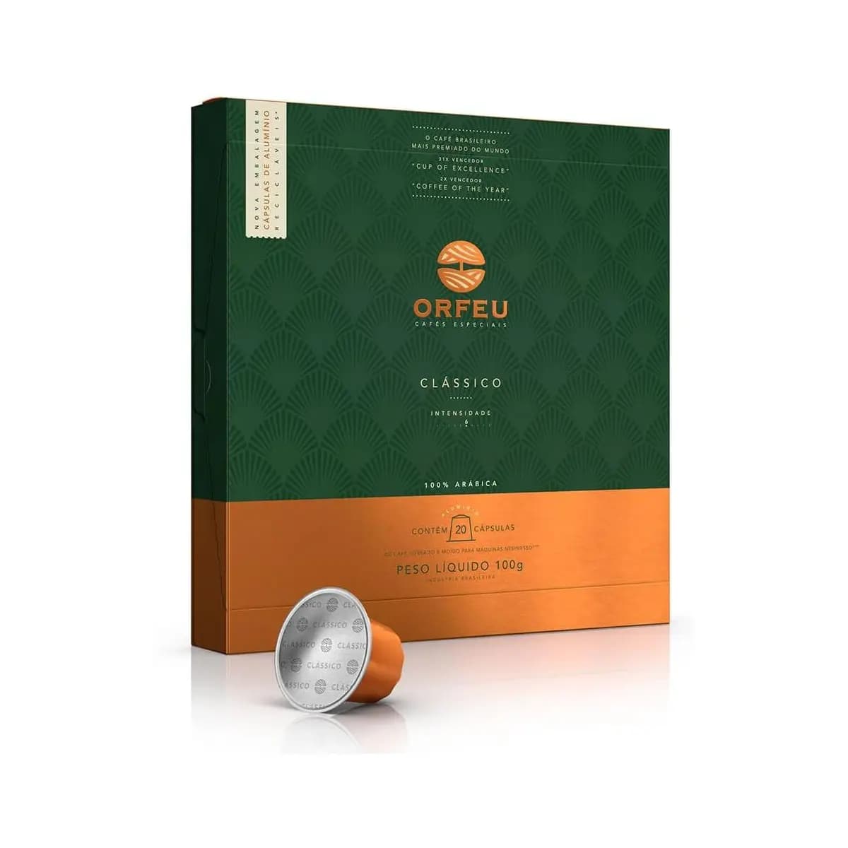 Cápsulas de Café Clássico Orfeu, Compatível com Nespresso, Contém 20 Cápsulas