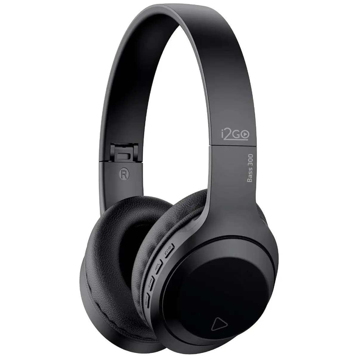I2GO, Headphone Bass 300, Bluetooth, Microfone Integrado, Controle Multimídia, Até 10h de bateria, Tecnologia Dual Connect, Entrada cabo auxiliar P2 (incluso), Dobrável, Preto