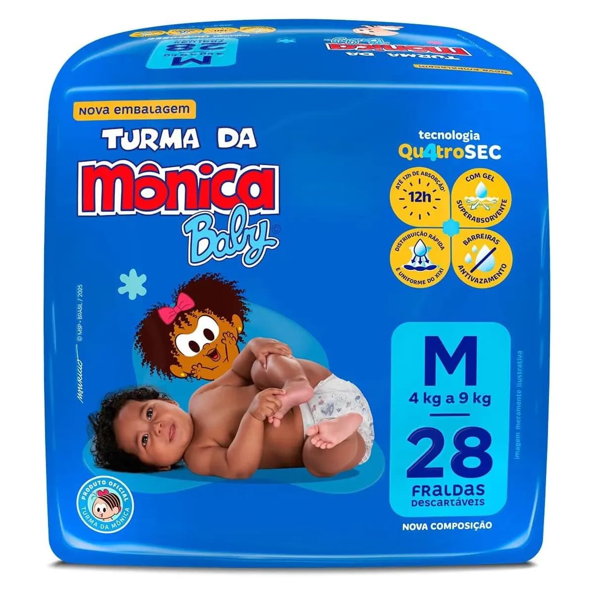 Fralda Turma da Mônica Baby Jumbo M 28 Unidades