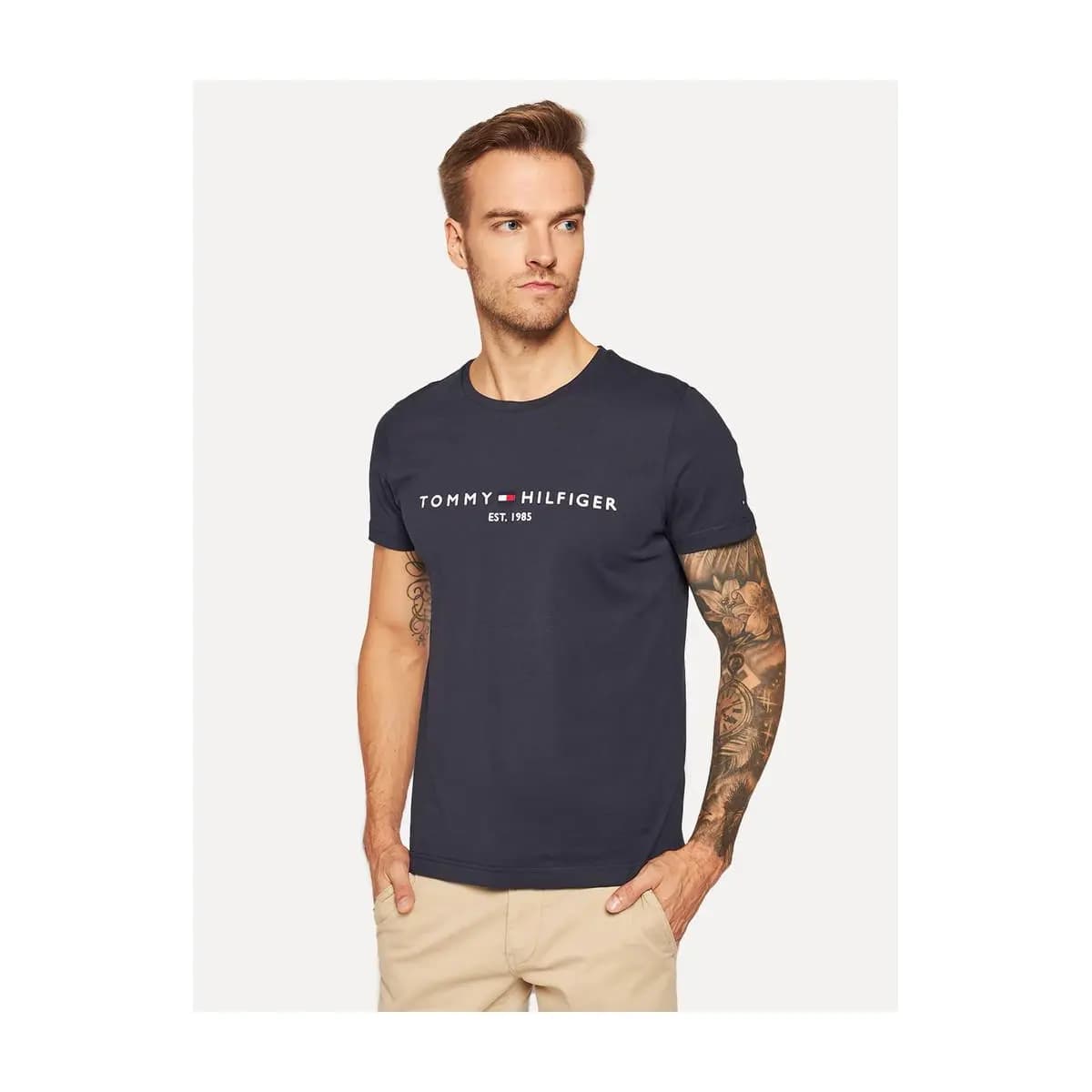 Camiseta Tommy Hilfiger Original Masculina Core Logo Tee Azul Marinho