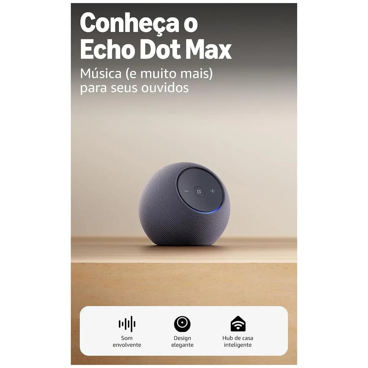 Amazon Echo Dot Max (Geração mais recente), smart speaker com Alexa, som envolvente e hub de casa inteligente integrado, ideal para sua sala de estar, Cor Grafite, com Acesso Antecipado à Alexa+