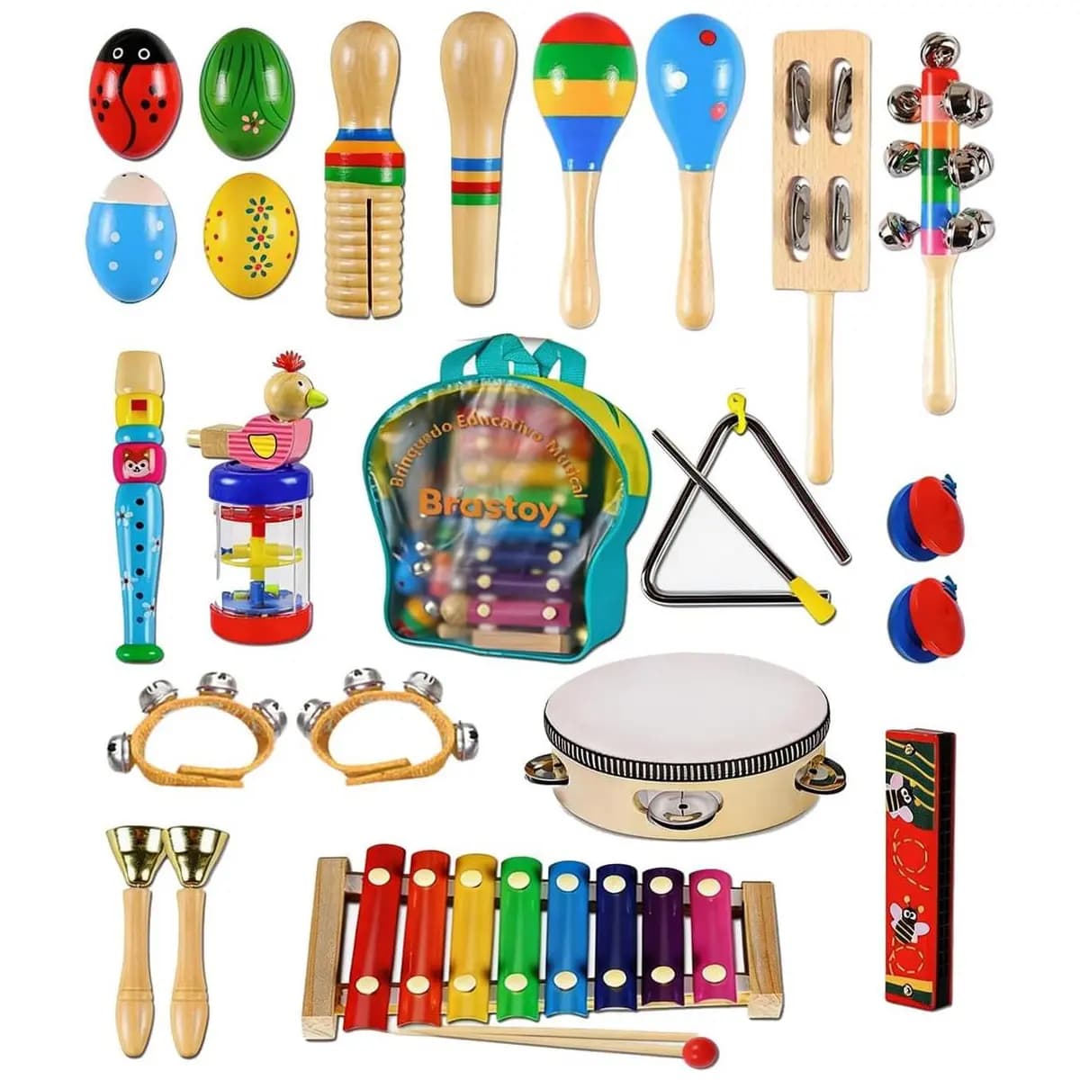 Instrumentos Musical de Percussão de Madeira Brinquedo Educativo Infantis