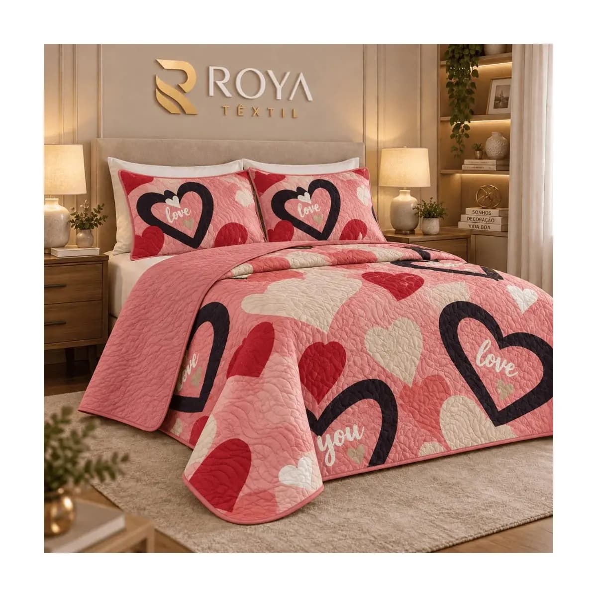 Jogo Colcha Cobre Leito Casal Queen 2,40x2,60 Dupla Face Estampado