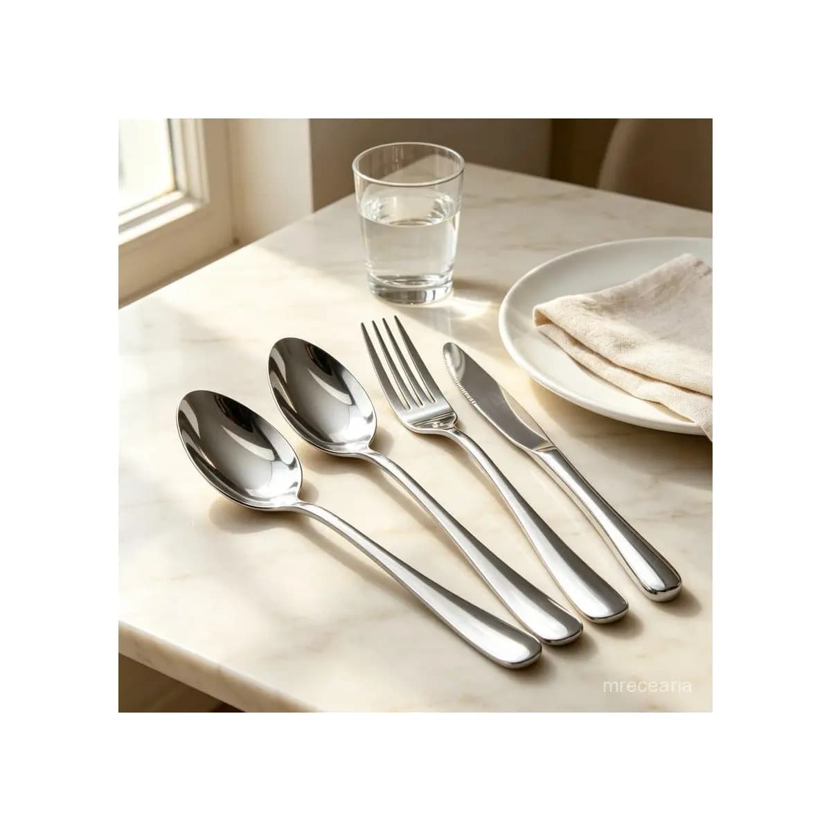 18 Pcs Talheres Garfo Faca Colher Acabamento Prateado Visual Elegante Para Mesa De Jantar Residencial E Restaurante