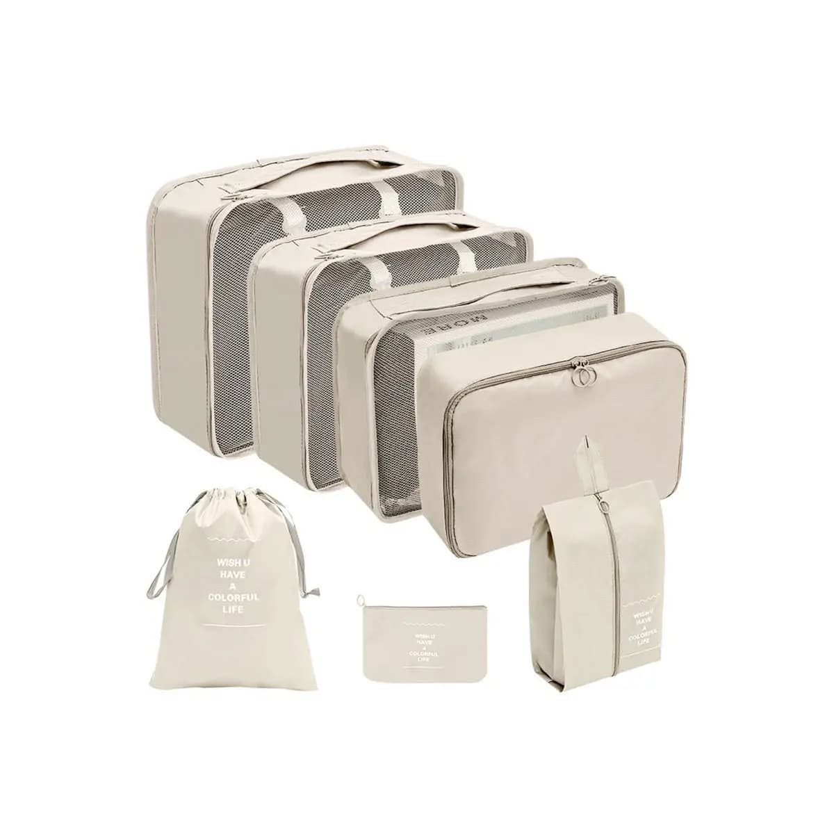 Kit 7 Pecas Bolsa Organizadoras Para Mala Roupas Bagagem Viagem