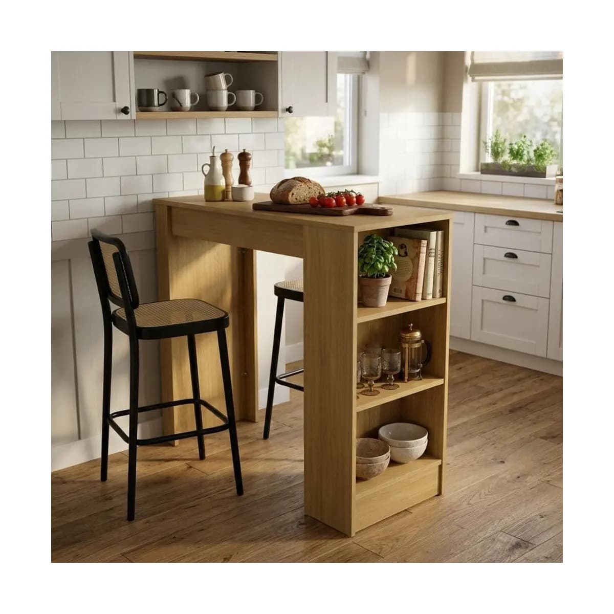Bancada de Cozinha Ilha Gourmet Americana 2 Prateleiras 90cm Linha Bologna