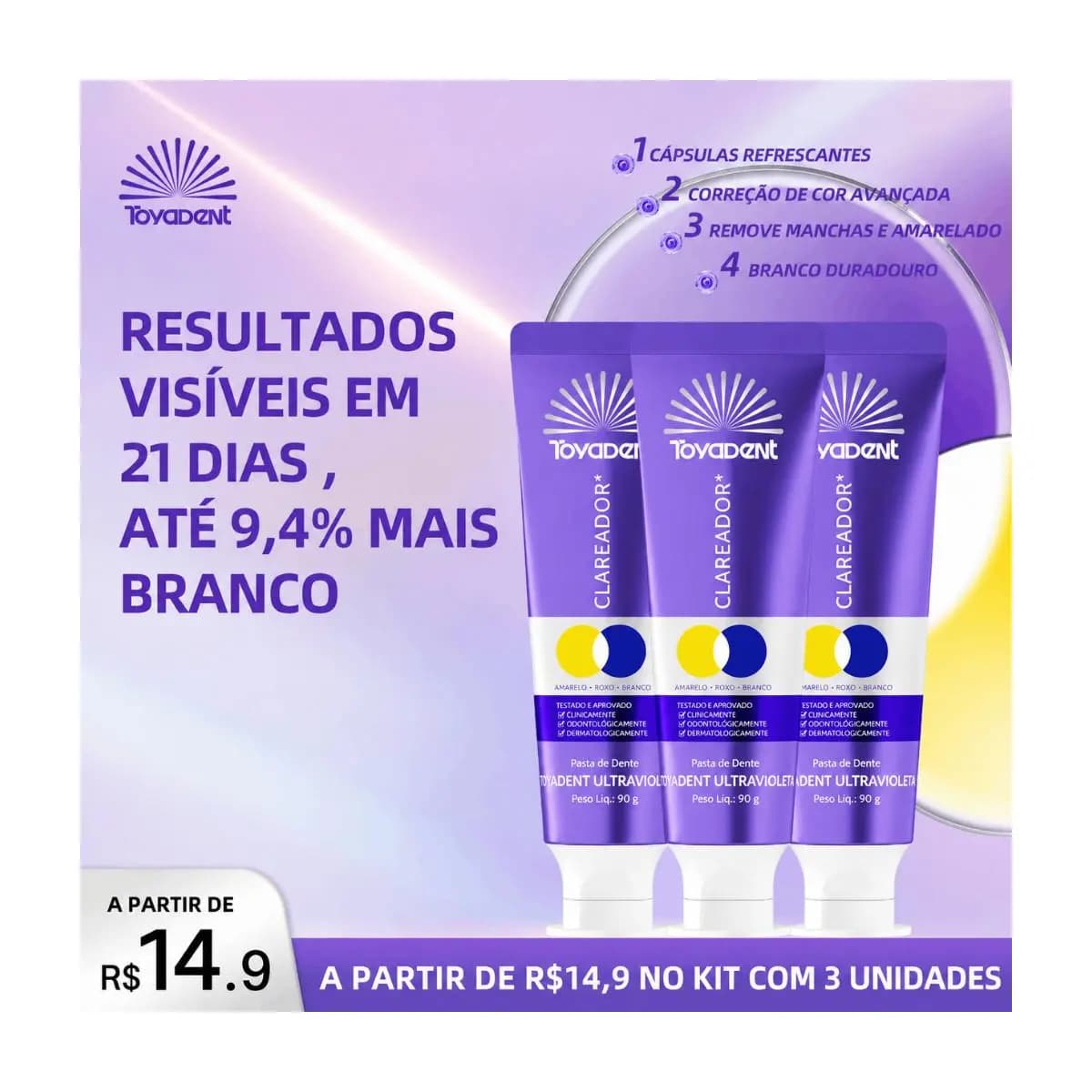 TOYADENT Pasta Espuma Muda de Cor, Refresca o Hálito, 90g