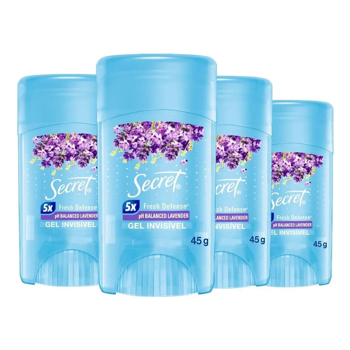 Secret Kit Desodorante em Gel Invisível Antitranspirante Lavanda com 4 Unidades 45g