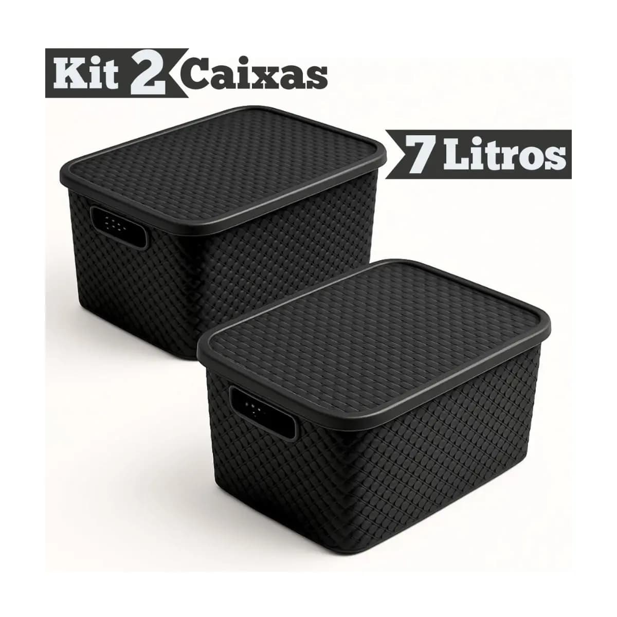 Caixas Organizadora De Brinquedo Roupa Suja Cesto C/tampa 7 LITROS PRETO
