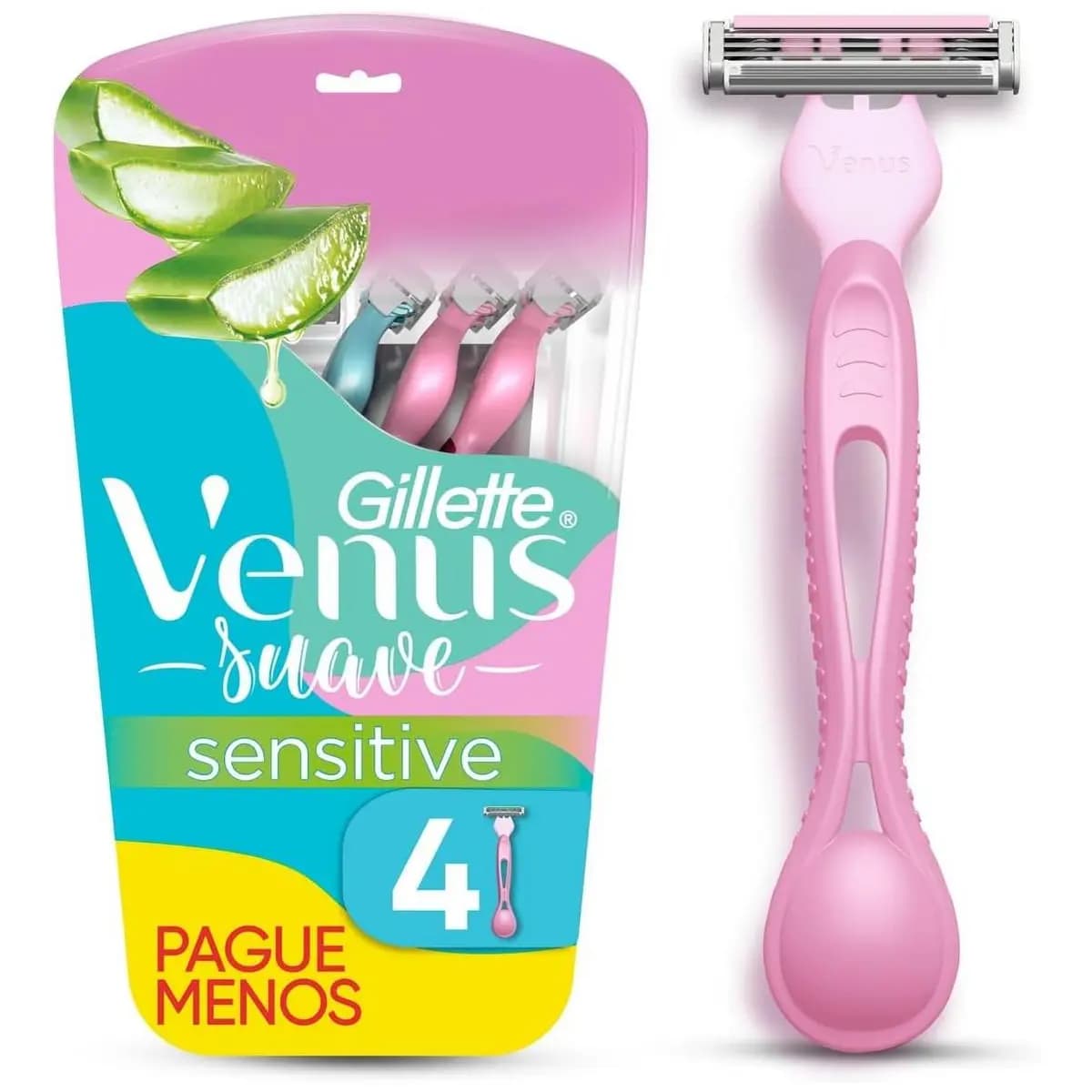 Aparelho de Depilação Gillette Venus Suave Sensitive, 4 Unidades
