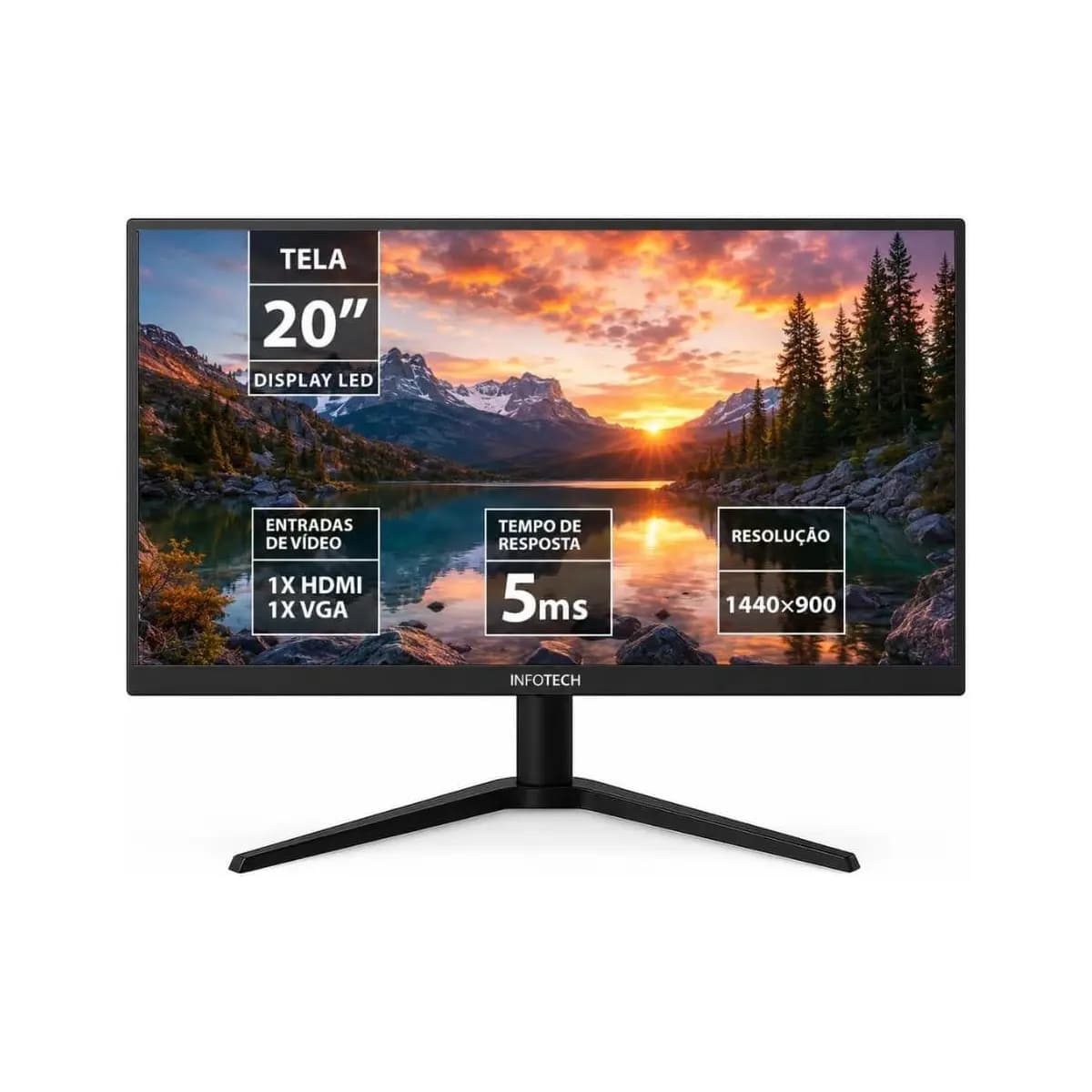 Monitor Enterprise LED 20" Polegadas 20WEV-KAN, Widescreen, 75Hz, Conexões HDMI e VGA, Padrão Vesa Bivolt Automático