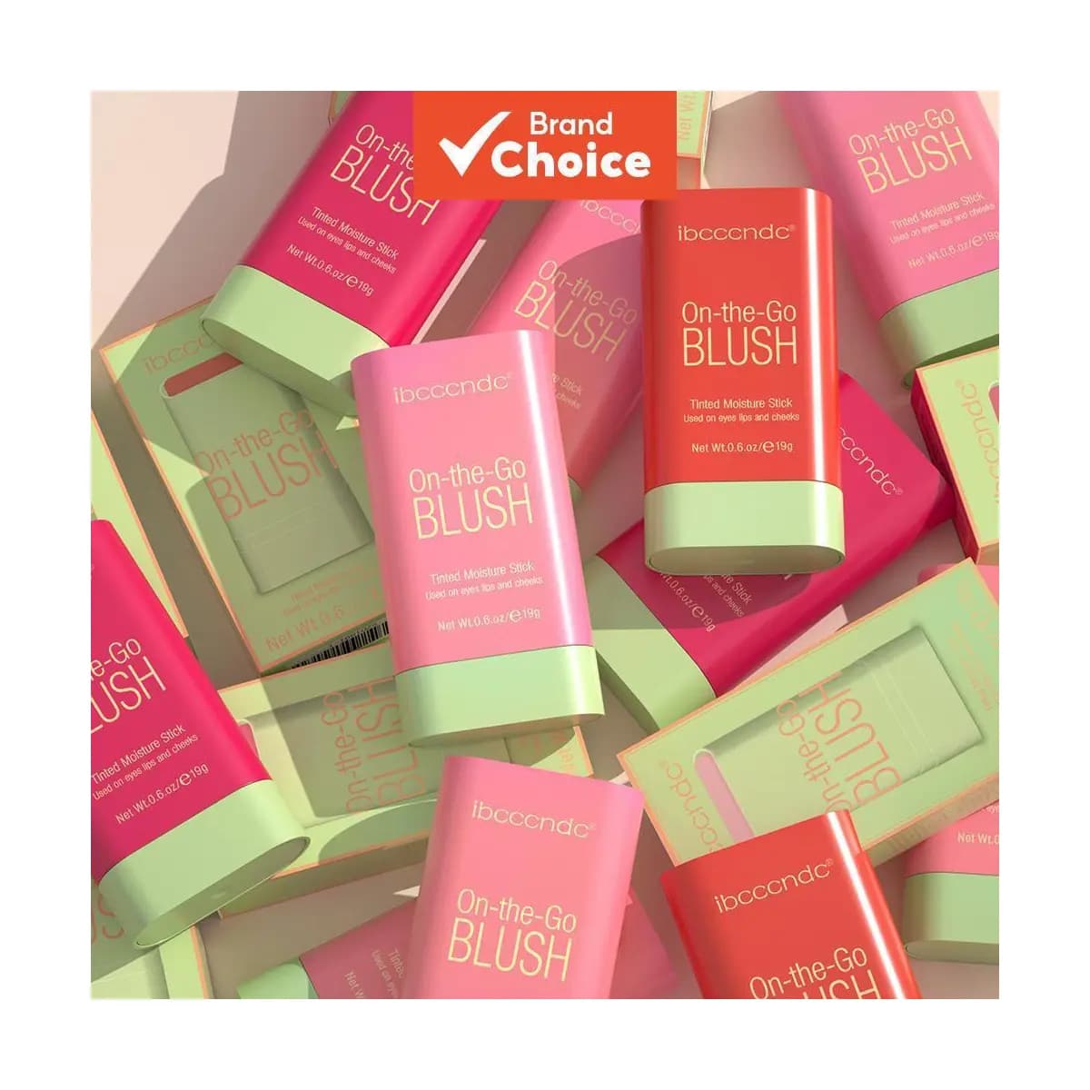 Ibcccndc Bastão de Blush Multifuncional, Creme de Blush Natural para Bochechas, Alta Renderização de Cor, Longa