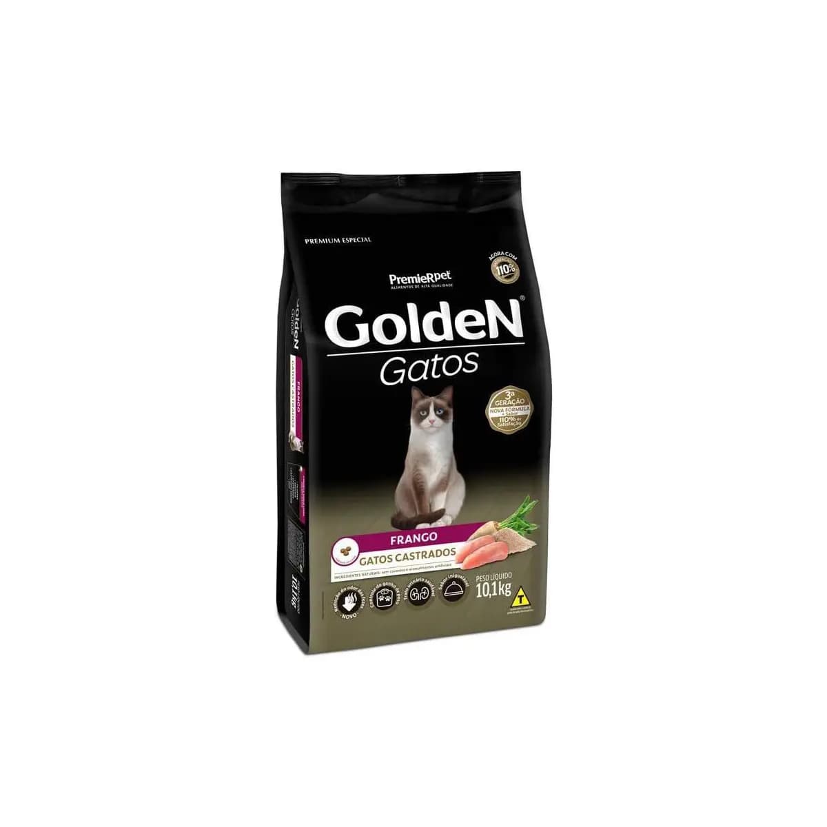 Premier Pet Ração Golden Para Gatos Adultos Castrados - 10 1Kg - Sabor Frango