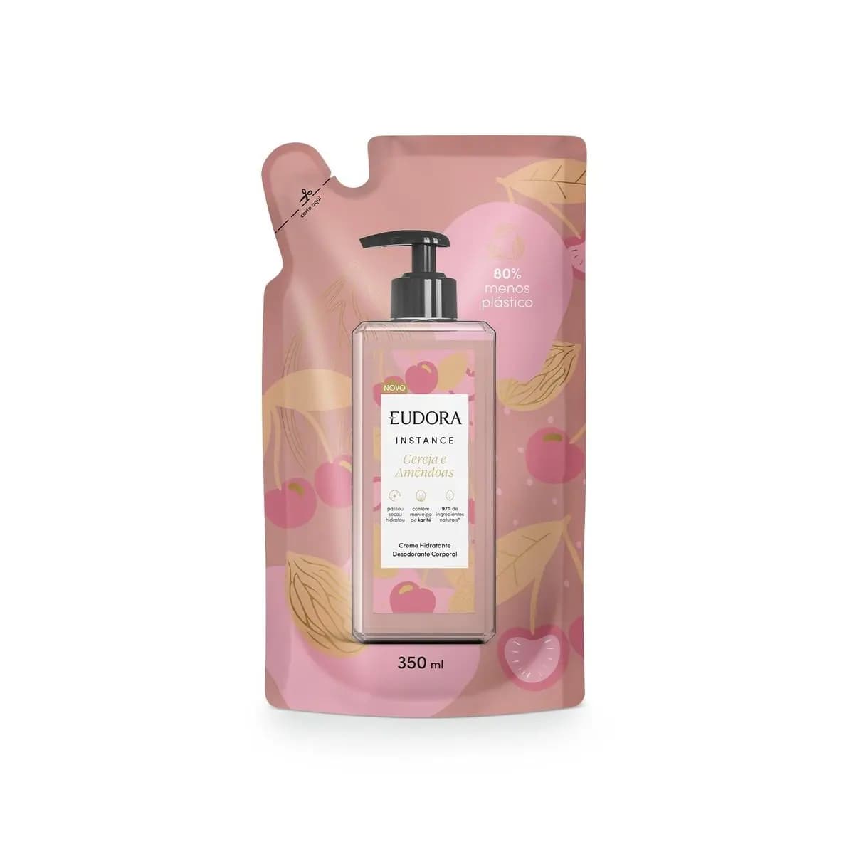 Eudora Instance Cereja e Amêndoas Refil - Creme Hidratante Desodorante Corporal 350ml