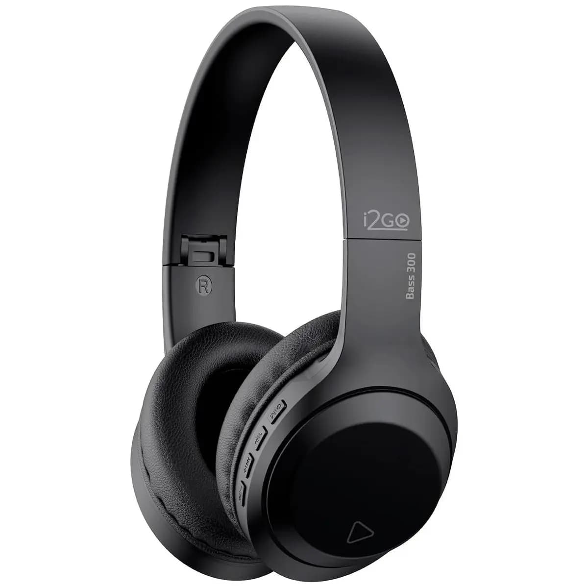 I2GO, Headphone Bass 300, Bluetooth, Microfone Integrado, Controle Multimídia, Até 10h de bateria, Tecnologia Dual Connect, Entrada cabo auxiliar P2 (incluso), Dobrável, Preto