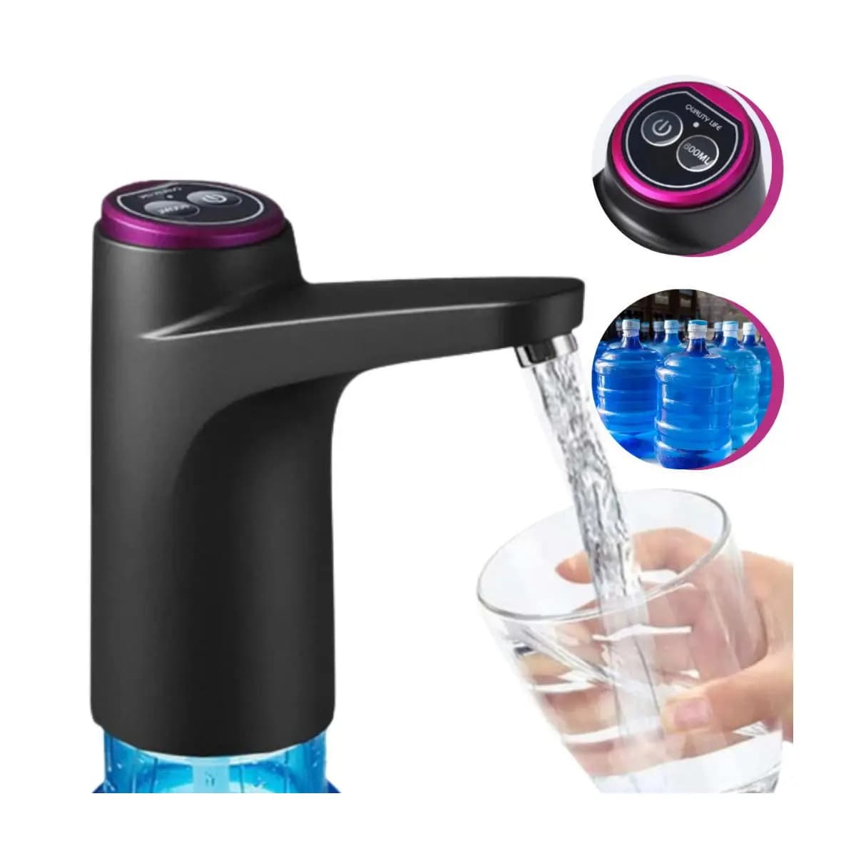 Bebedouro Bomba Elétrica Para Galão Água Bomba Recarregável Facil Instalar Para Galão De 5L/10L/20L