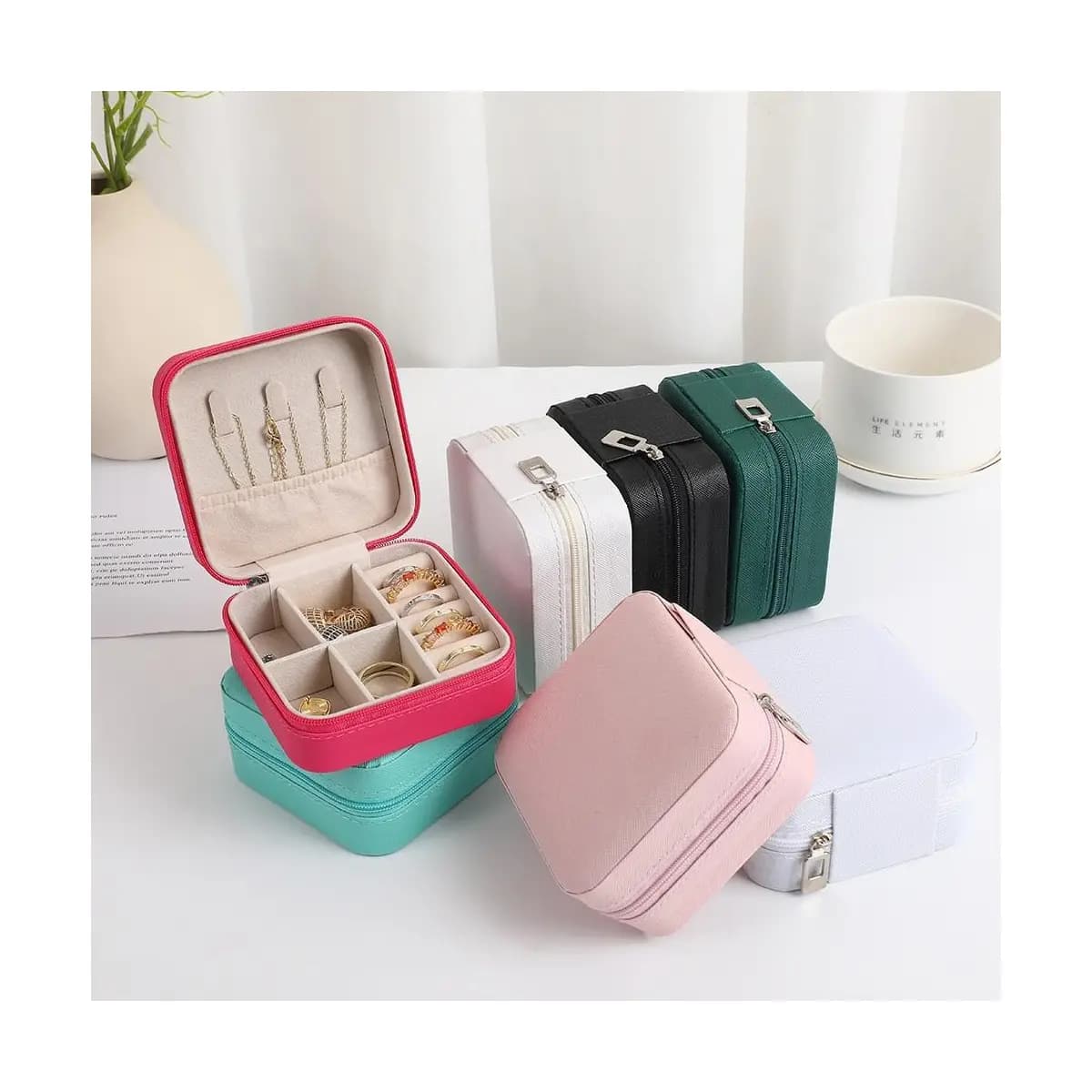 Caixa De Joias Porta Portátil Feminina Bolsa Necessaire Para Acessórios E Organizador De Relógios