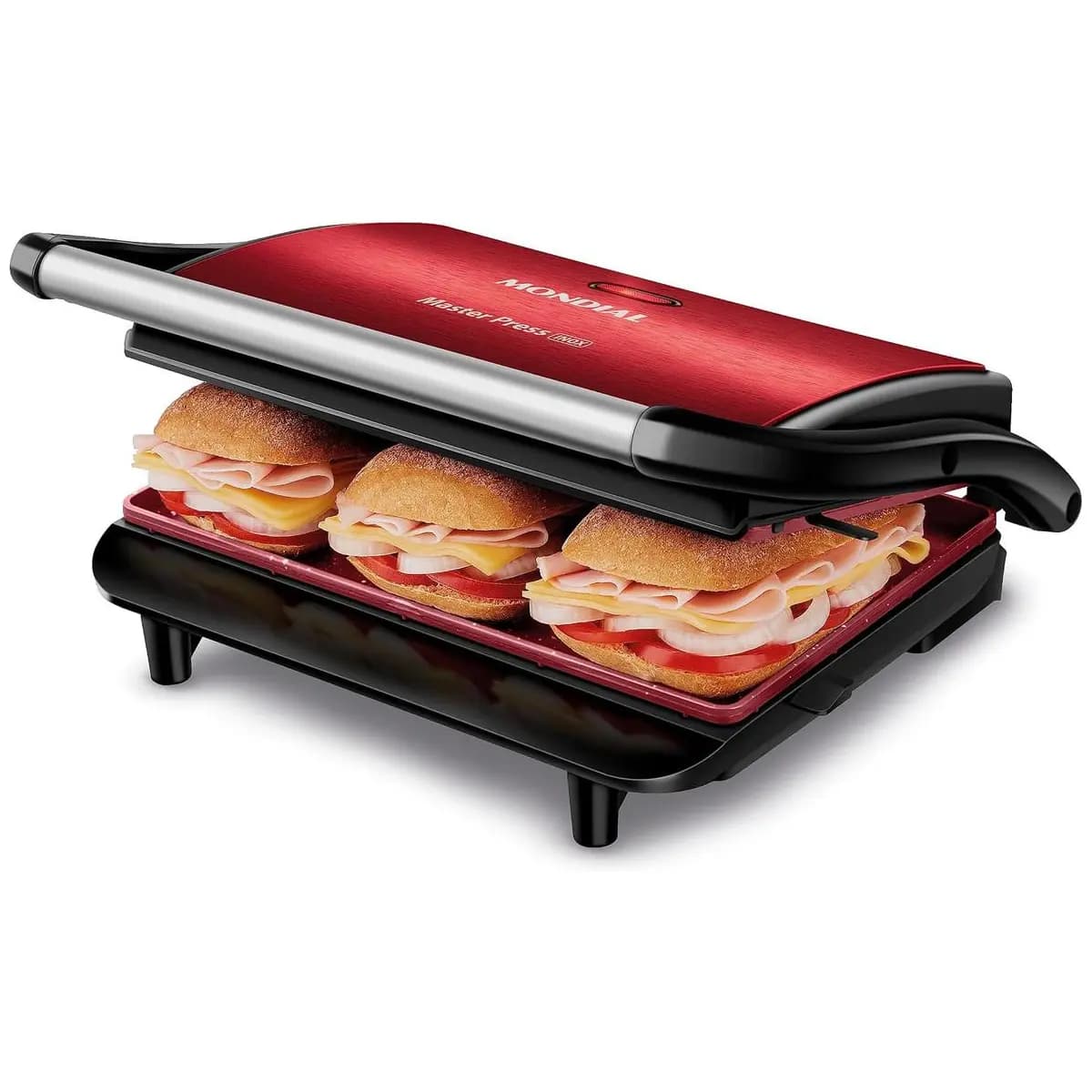 MONDIAL Press Grill Master Press, Vermelho/Inox, 1000W, 127V - PG-01-RC