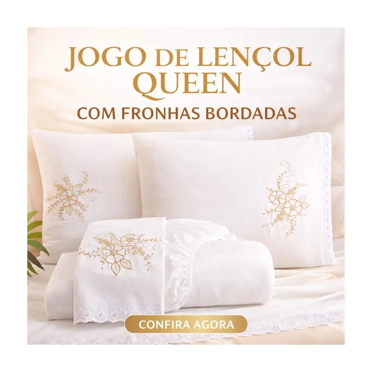 Jogo de Lençol Veneza Cama Queen Com Lese e Bordado 3 Peças para o Dia a Dia Cores