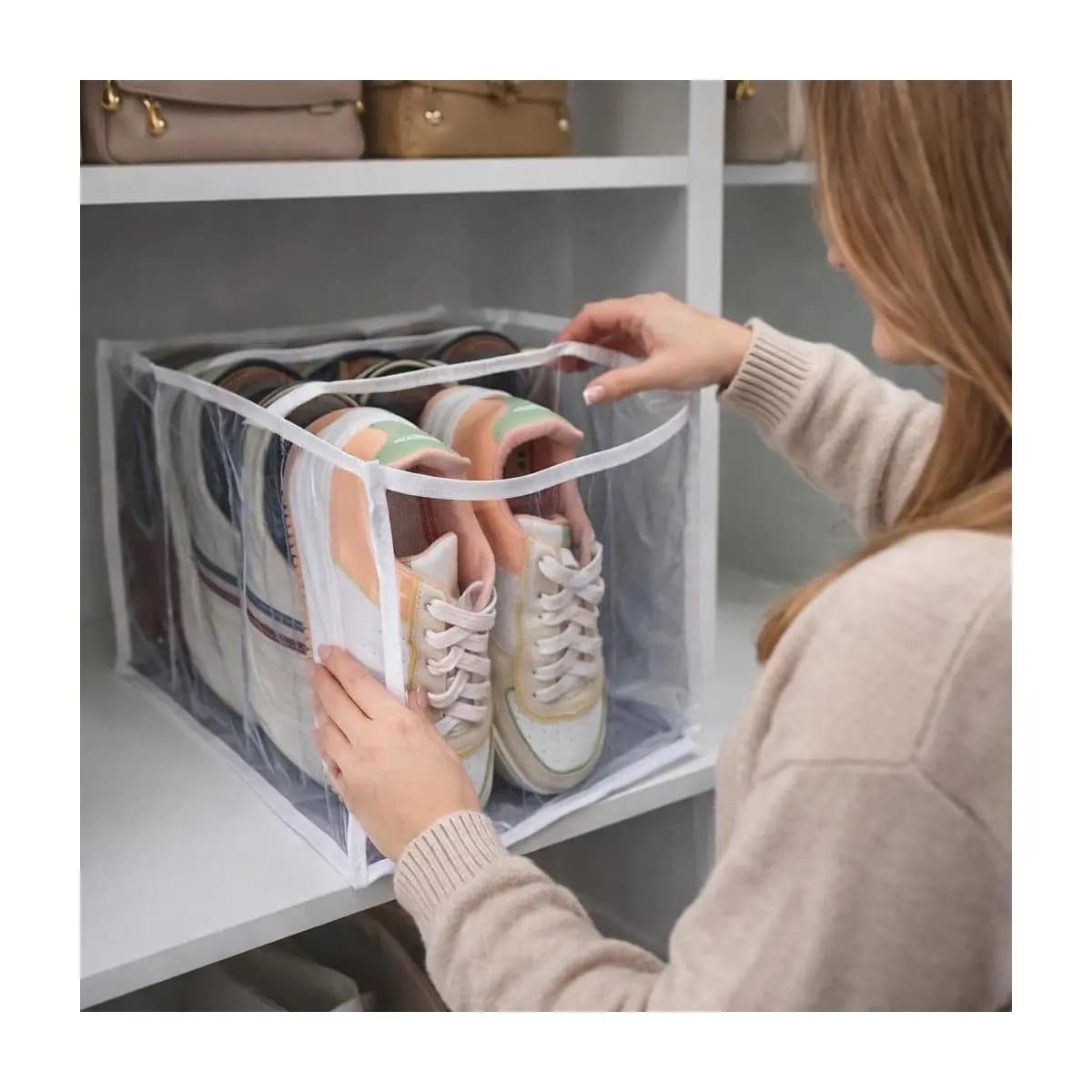 1 Sapateira/organizador colmeia de sapatos transparente com 5 nichos - ORGANIZALUX