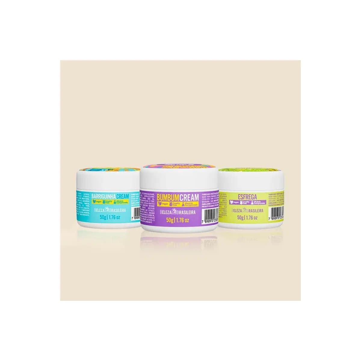 Kit Travel Size Barriguinha Cream 50g + Bumbum Cream 50g + Esfrega Esfoliante 50g