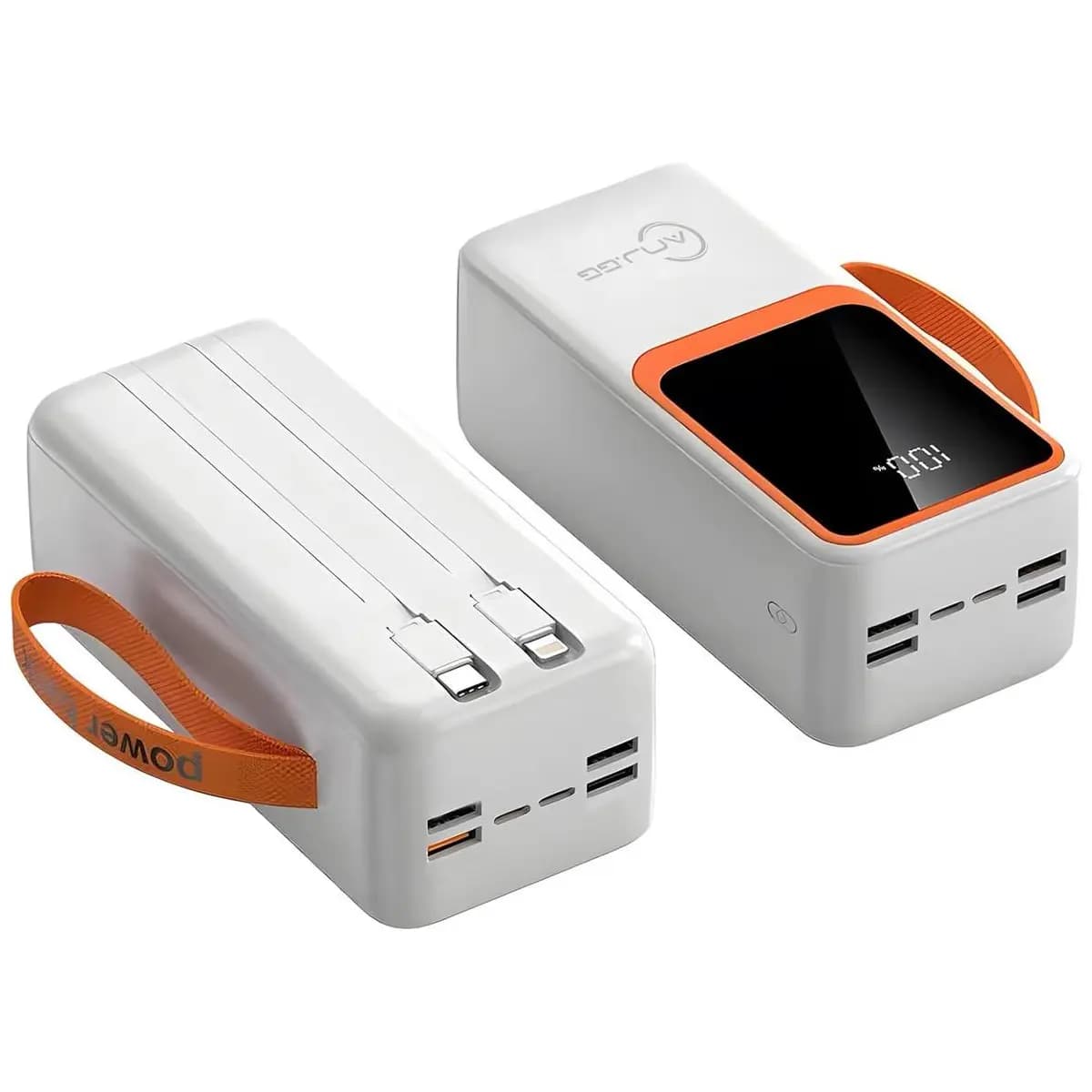 Carregador de Alta Autonomia 50000mah Conexão Digital Turbo PD para Viagens e Camping Fonte de Energia Portátil Turbo 22.5W PD Ultra Capacidade Multidispositivo (Branco)