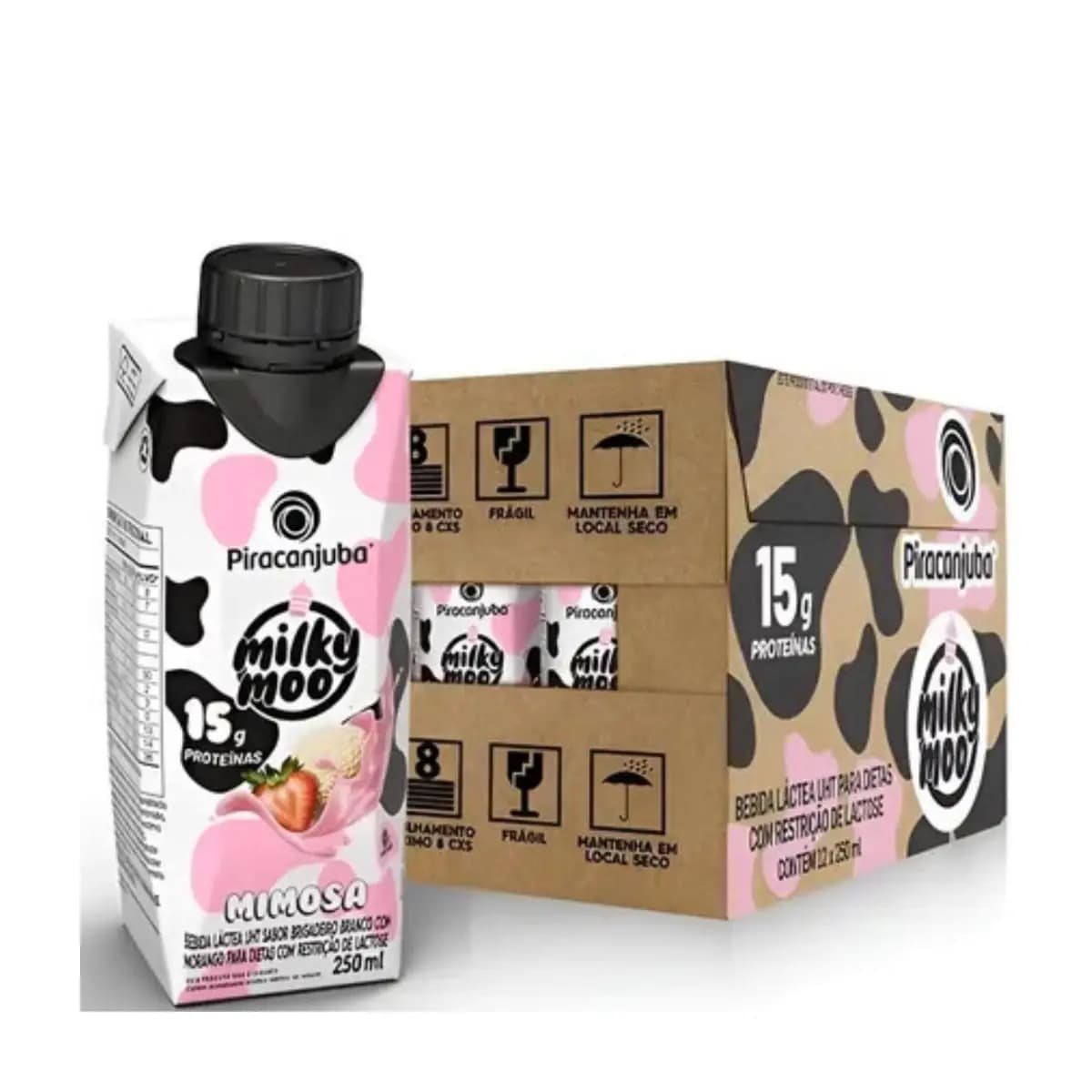 Kit 12 Bebida Lactea Milk Moo Mimosa Zero lactose Piracanjuba 250ml