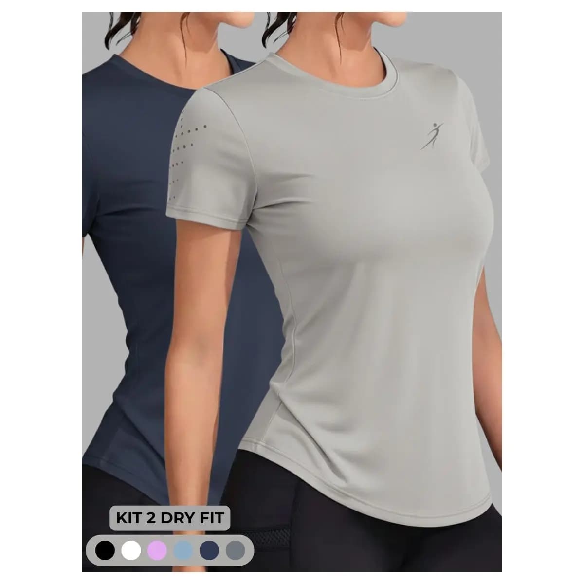 Kit 2 Camisetas Dry Fit Feminina Academia Fitness Esportiva Caminhada Corrida Treino Proteção UV