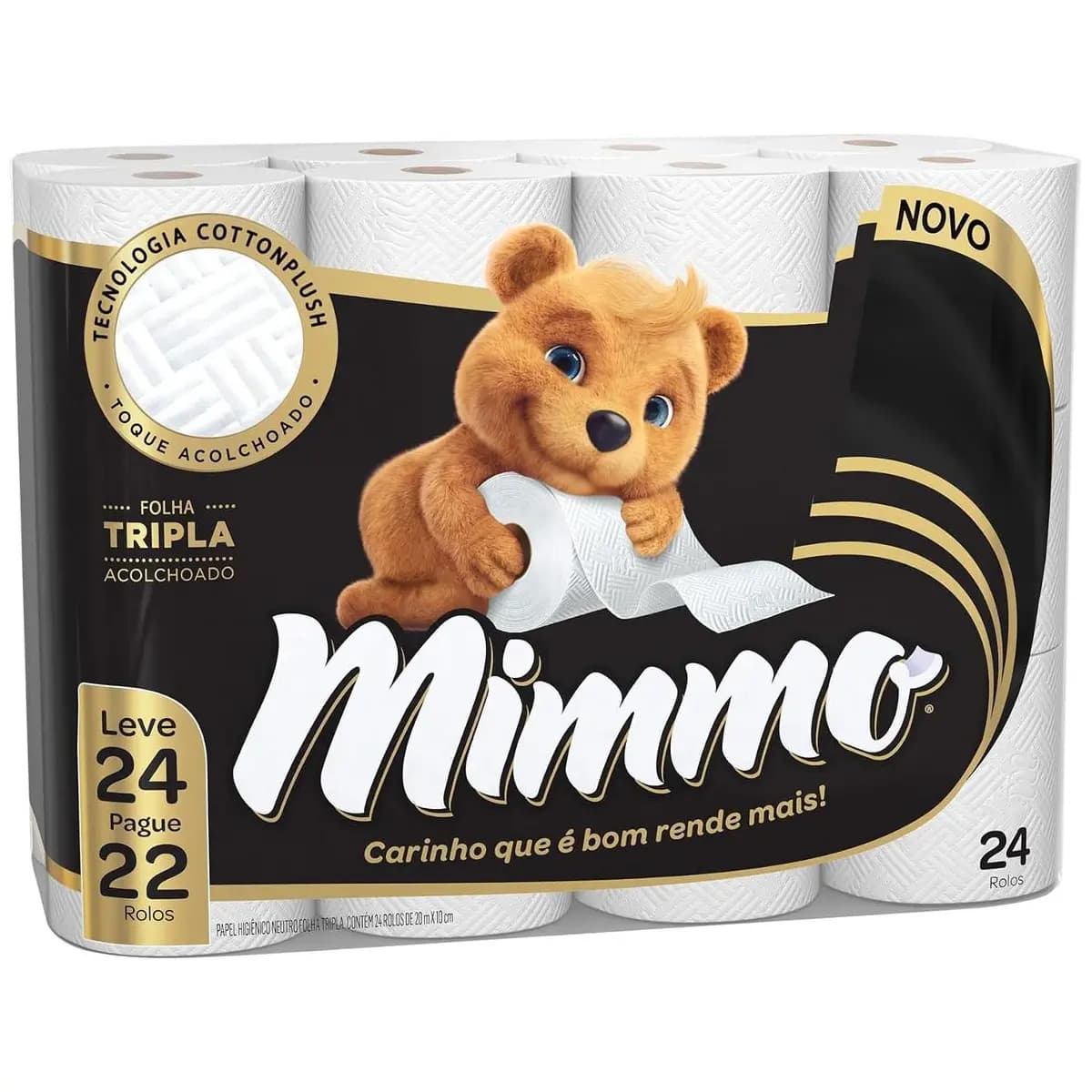 Mimmo Papel Higiênico Folha Tripla, 20m, Leve 24 Pague 22 Rolos