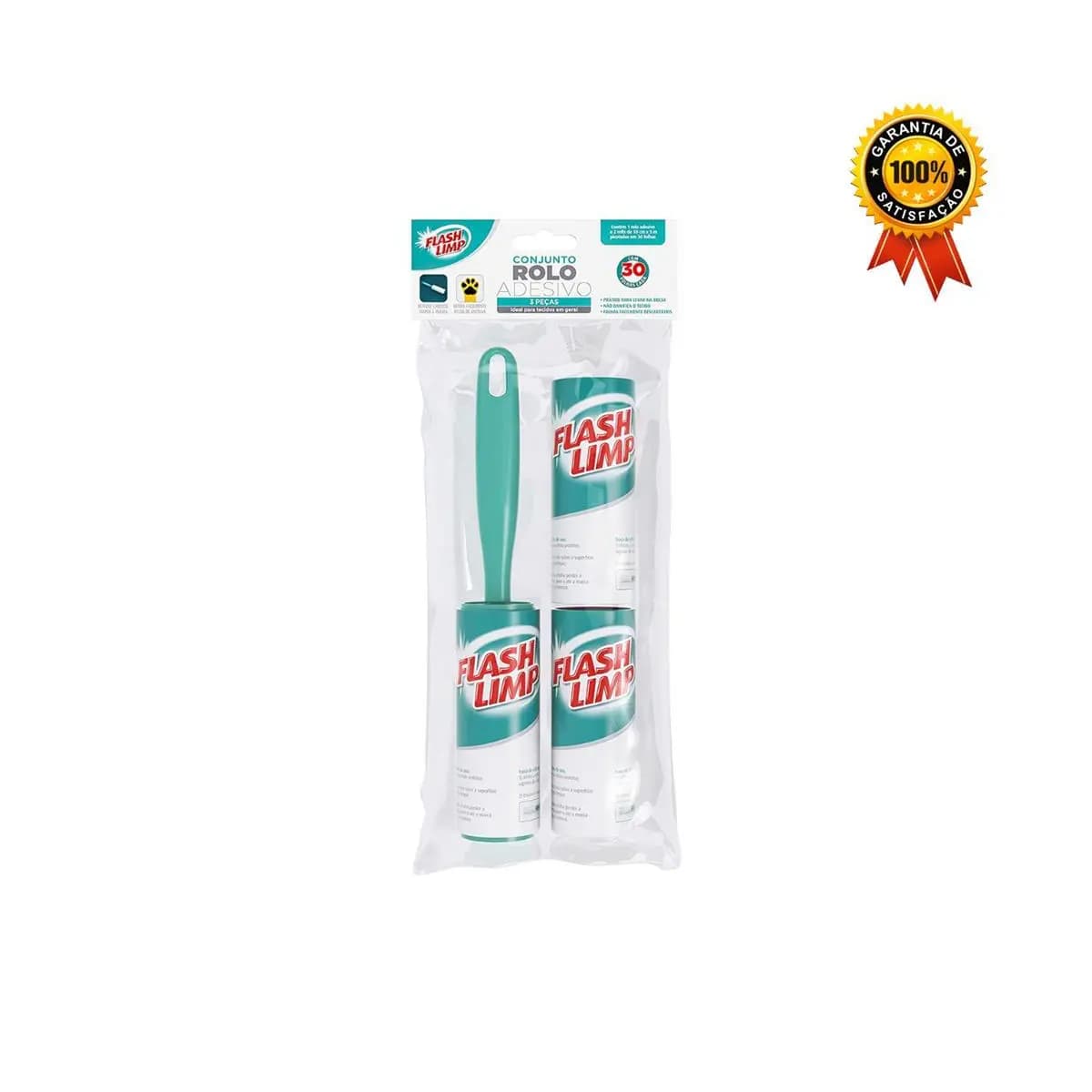 Conjunto Rolo Adesivo E 2 Refis 30 Folhas CST0085 Flash Limp