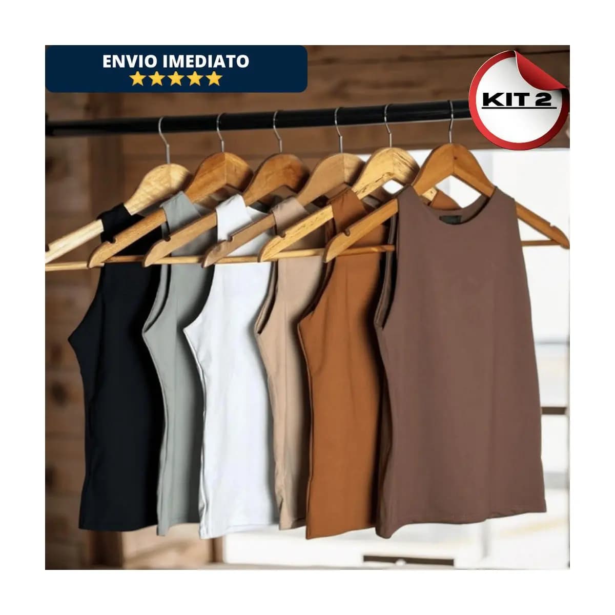 KIT 2 Regata Blusinha Feminina Suplex Duplo Básica Elegante Blogueira Tendencia