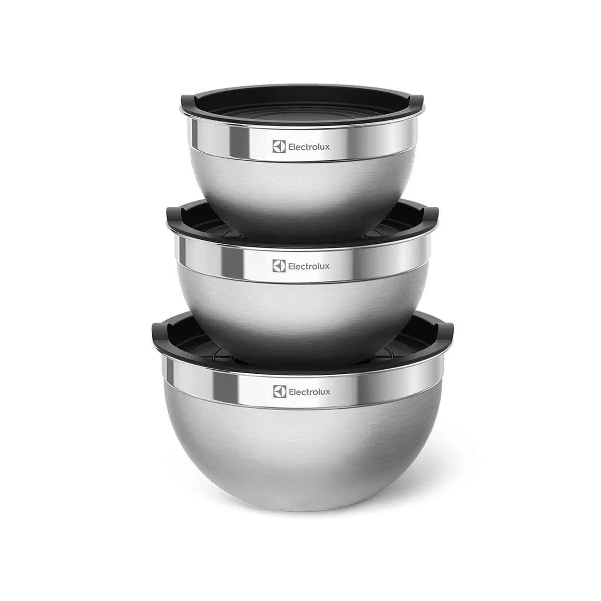 Conjunto Bowls de Inox Electrolux com Tampa Plástica 3 Peças