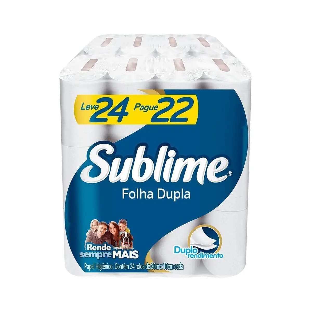 Sublime - Papel Higiênico, Folha Dupla, 24 rolos
