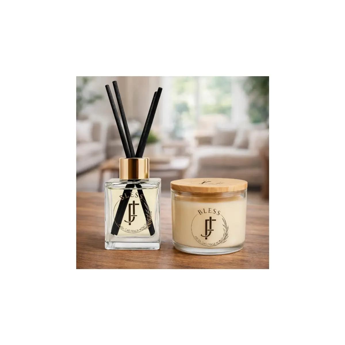 Kit Vela Aromatica Perfumada 100g + Aromatizador De Ambientes Difusor Varetas Aromatizante 100ml