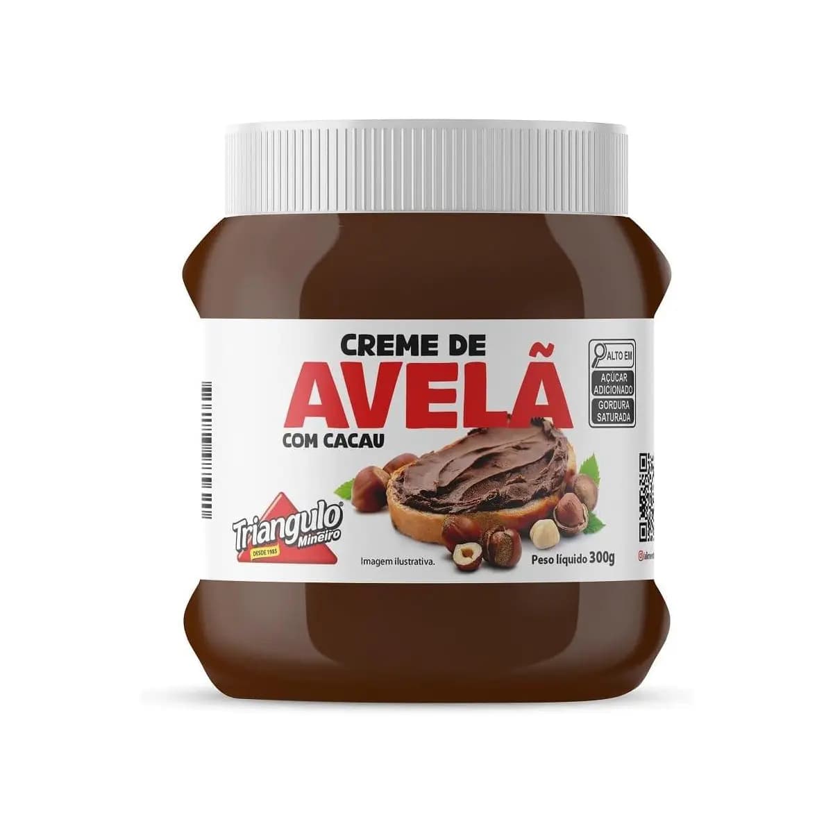 Creme de Avelã com Tampa de Rosquear, Embalagem de 300g, Triângulo.