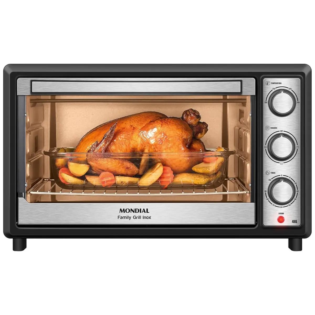 MONDIAL Forno Elétrico 48L Family Grill Inox, Mondial, Preto/Inox, 1800W, 110V - FRN-48-BI